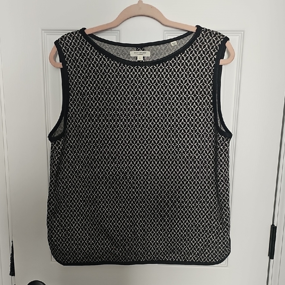 Max Studio Black and White Boxy Tank Top